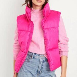 Old Navy Hot Pink Puffer Vest Size - Small Tall